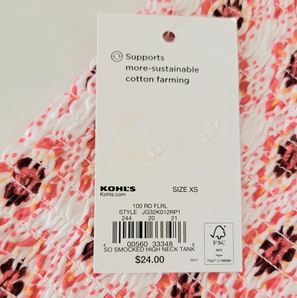 SO Pink and White Patterned Tank Top Size XS - Picture 6 of 6